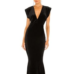 NWT Norma Kamali V Neck Rectangle Gown in Black